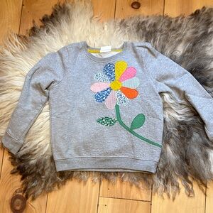 Mini Boden Gray Sweatshirt with Colorful Flower Design